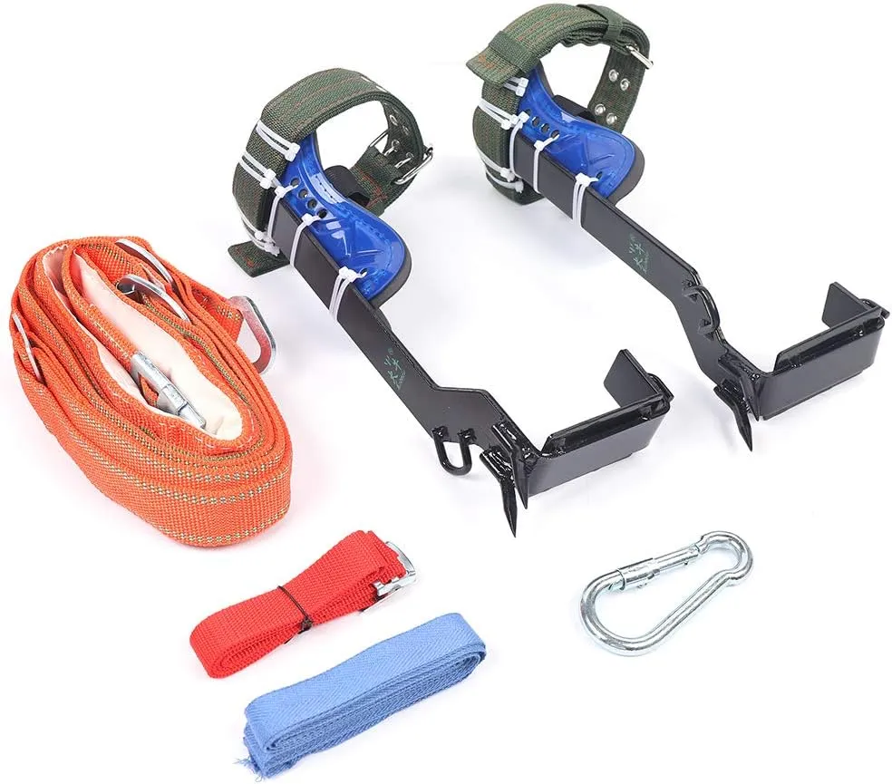 2 Gears Tree Climbing Spike Set Adjustable Lanyard Rope Tree Climb Pedal Tool w/Protective Belt (Type 1)