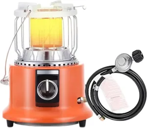 2 in 1 Outdoor Propane Heater, Portable heaters for indoor,camping butane stove, with Propane Hose   Pressure Reducing Valve for Ice Fishing Hiking Hunting, Survival Emergency, Patio,Garage