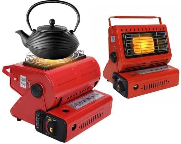 2 in 1 Portable Butane Burner Heater Outdoor Butane Gas Heater Warmer Heating Cooking Stove Cooker for Camping Fishing RV Travel