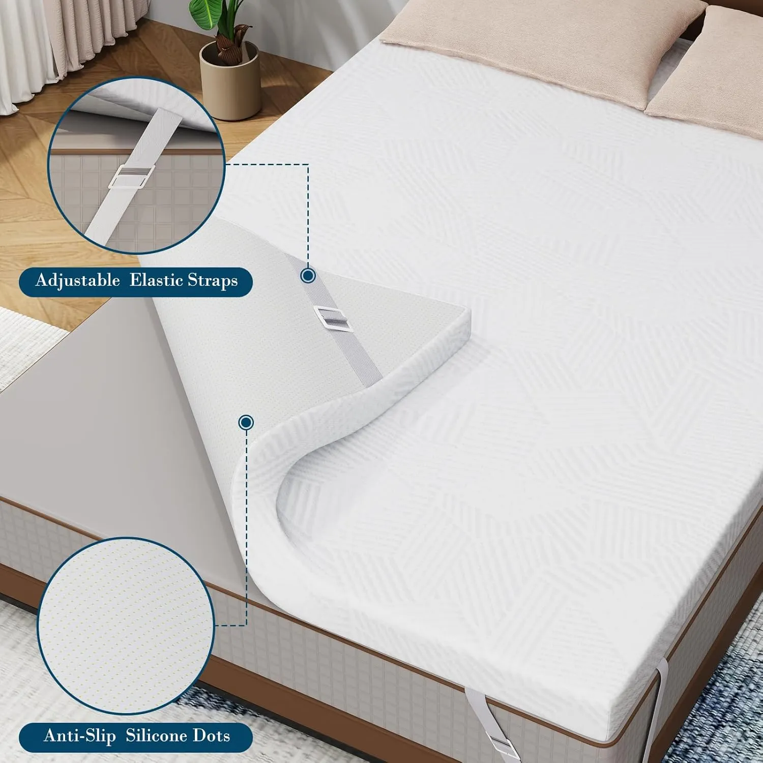 2 Inch California King Memory Foam Mattress Topper, Cooling Gel Bed Topper with Removable Cover, Soft & Pain Relief & Breathable, CertiPUR-US & Oeko-Tex Certified