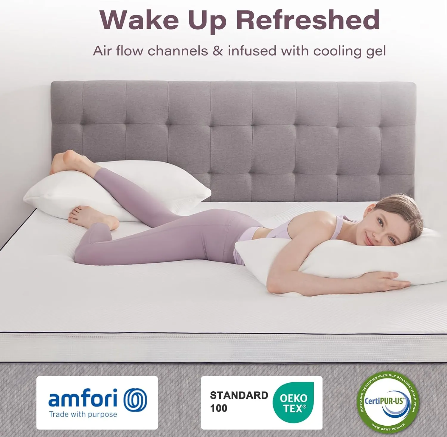 2 Inch Memory Foam Mattress Topper Twin Size Ventilated Breathable Cooling Mattress Pad with Removable Soft Cover Portable Bed Topper for Back Pain and Pressure Relief, CertiPUR-US Certified