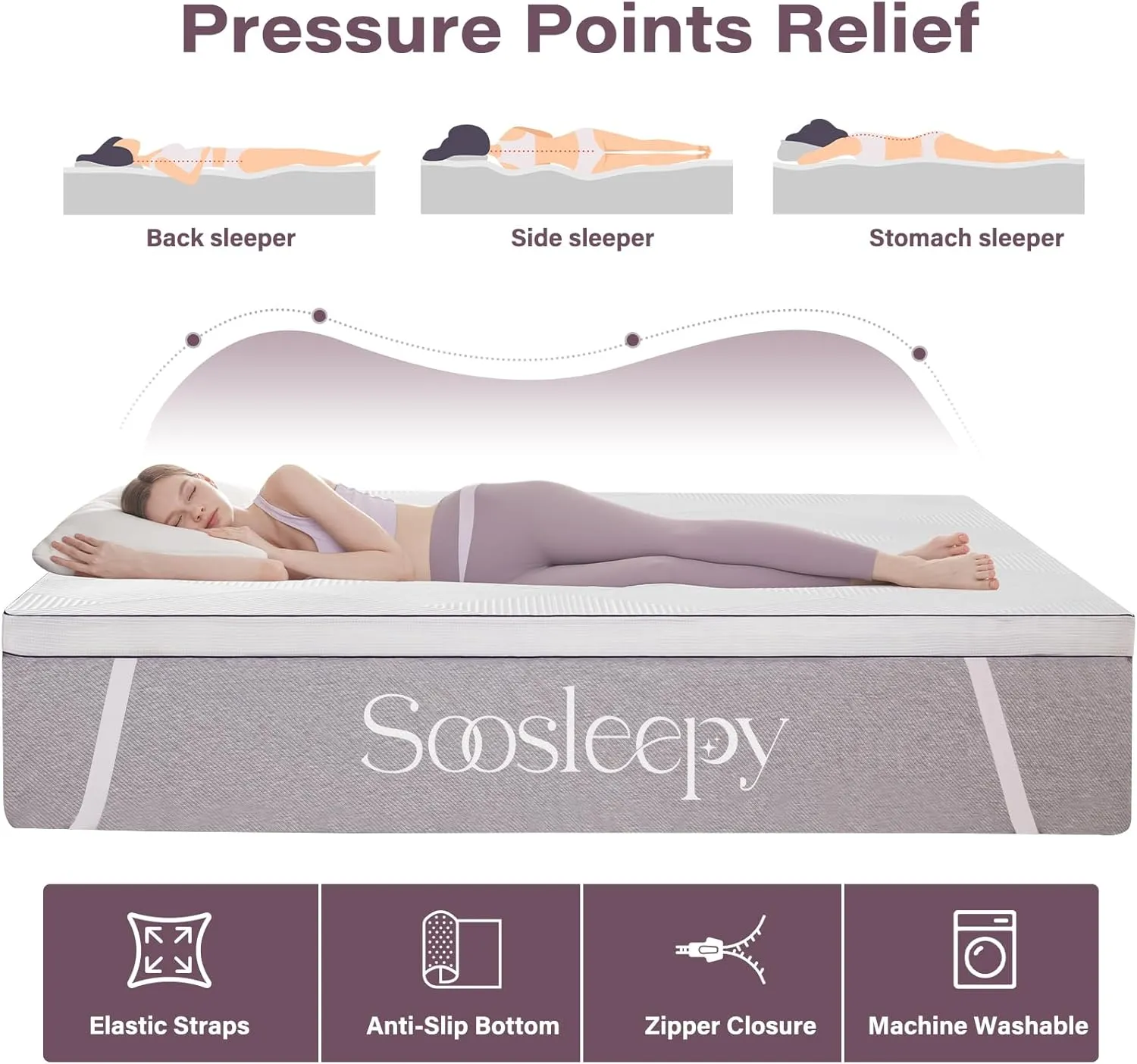 2 Inch Memory Foam Mattress Topper Twin Size Ventilated Breathable Cooling Mattress Pad with Removable Soft Cover Portable Bed Topper for Back Pain and Pressure Relief, CertiPUR-US Certified