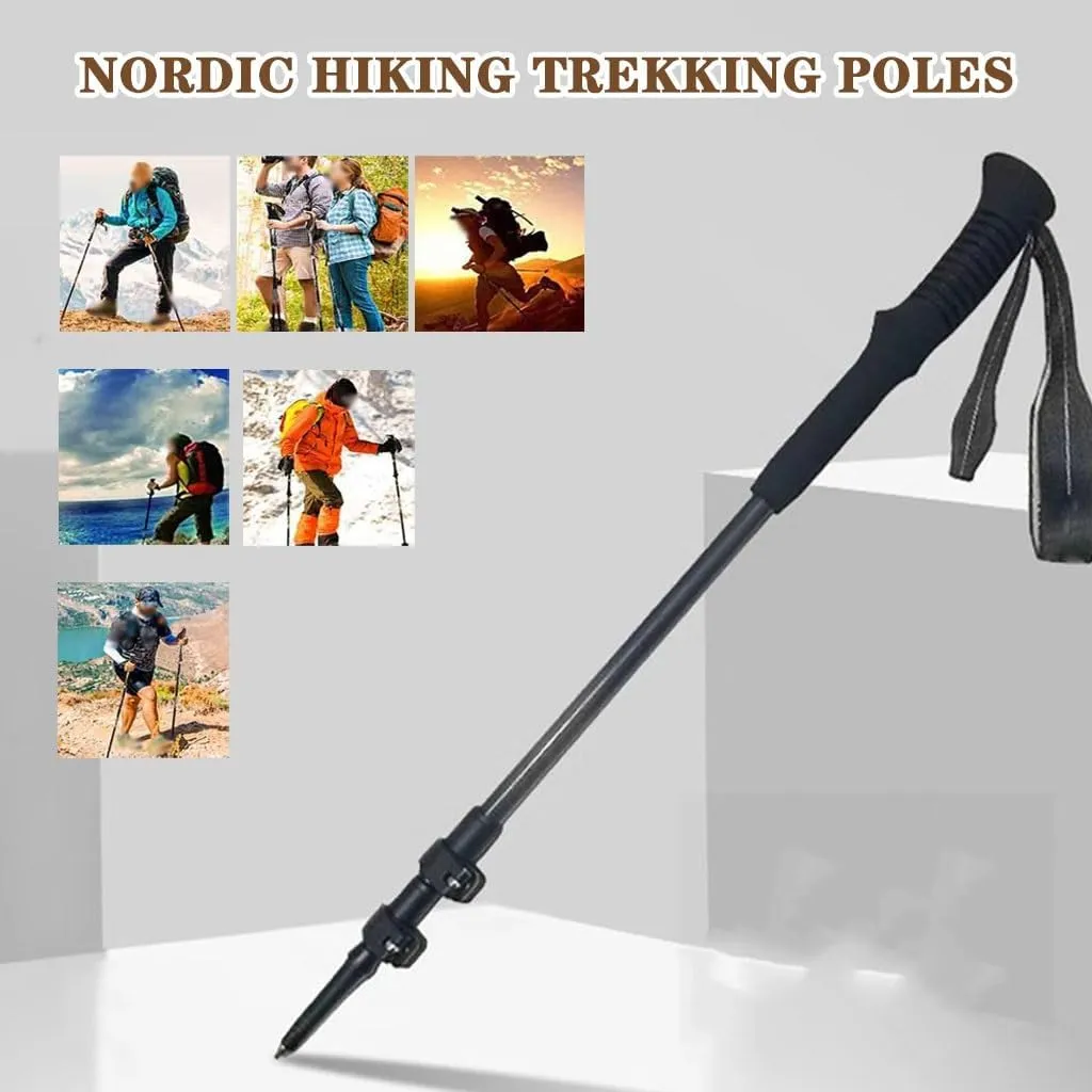 2-Pack Family Outdoor Trekking Poles, Three-Section Telescopic Design, Carbon Fiber Durable Hiking Sticks, for Men and Women