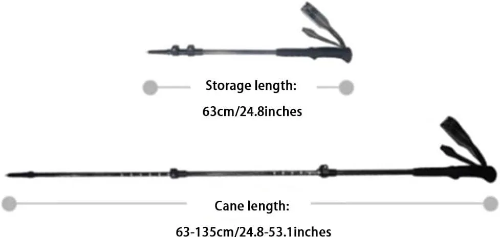 2-Pack Family Outdoor Trekking Poles, Three-Section Telescopic Design, Carbon Fiber Durable Hiking Sticks, for Men and Women