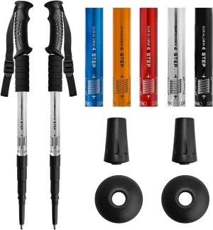 2 Pack Hiking Poles for Junior, Nordic Walking Trekking Pole Hiking Sticks Lightweight Collapsible & Shock-Absorbent Aluminum with Quick Adjustable Locks for Youth & Women