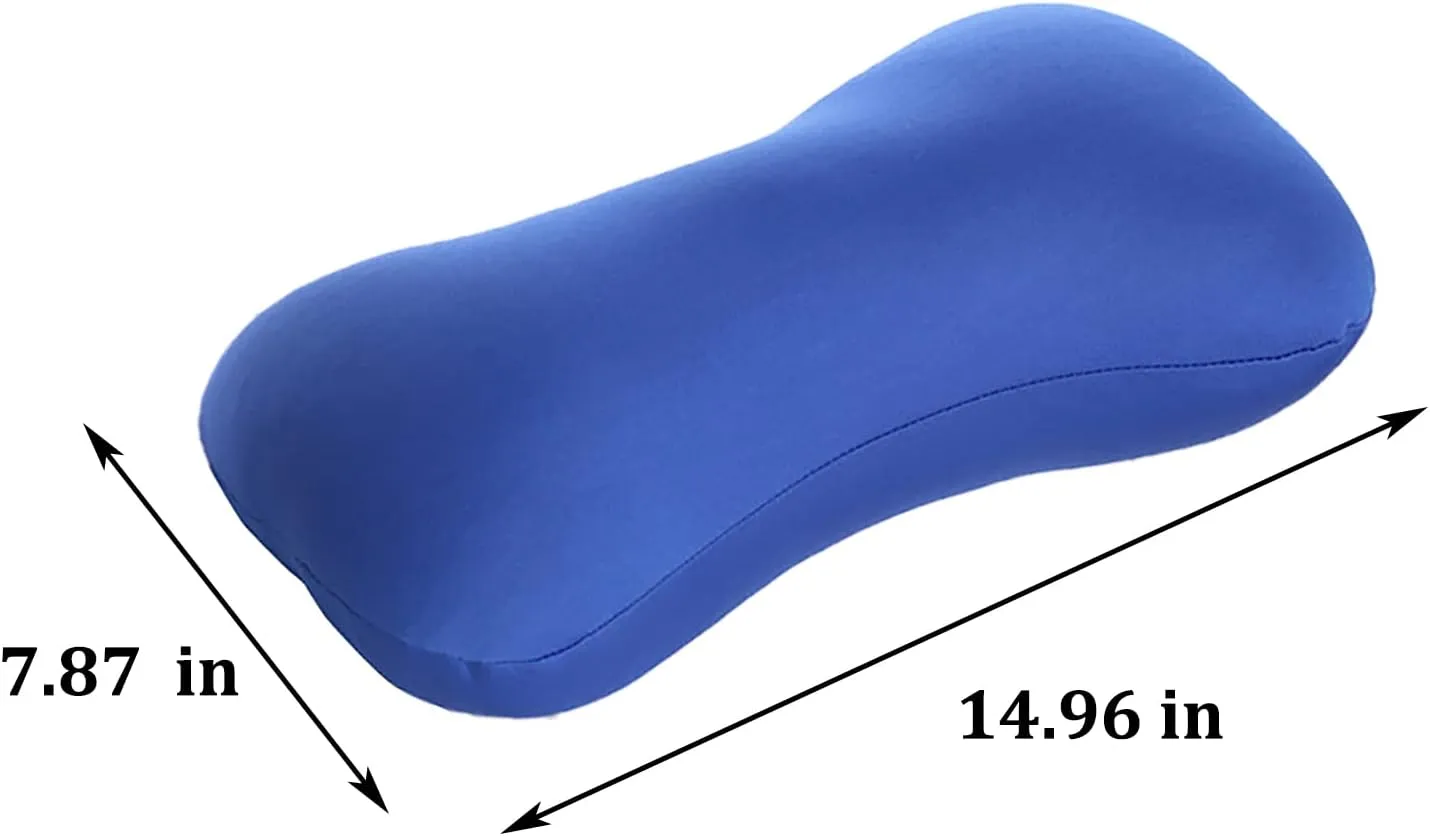 2 Pack Squishy Microbead Neck Pillow, Neck & Cervical Support Bolster Cushion Body Pillow Bone Headrest Bean Bag Pillows for Home Sofa Bed Recliner Sleeping Travel Car (Black   Blue)