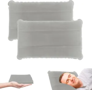 2 Pack Ultralight Inflatable Camping Pillows for Sleeping & Travel, Camp Pillow Backpacking for Sleeping, Inflatable Beach Ergonomic Pillows for Camping Hiking Home Sleeping (Gray X2)