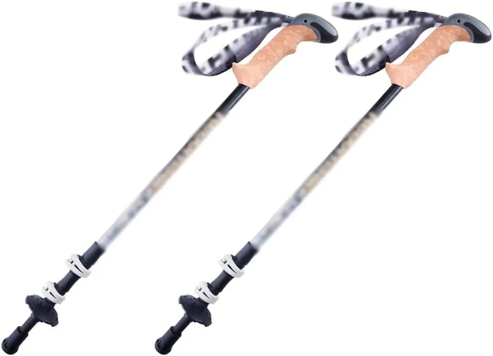 2 Pcs Adjustable Trekking Poles, Ultra Light Backpacking Walking Stick, with Safety Outer Lock, for Seniors, Men, and Women