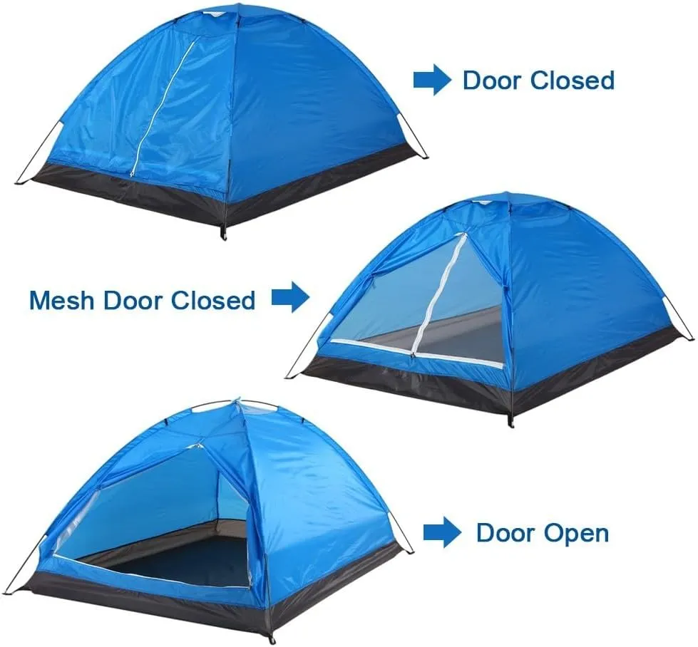 2 Person Camping Dome Tent, Lightweight Camping Tent Easy Set-Up Portable Backpacking Ultralight Waterproof Windproof Anti-UV Sun Shelter Tent Garden Sun Shield Outdoor Hiking(Blue)