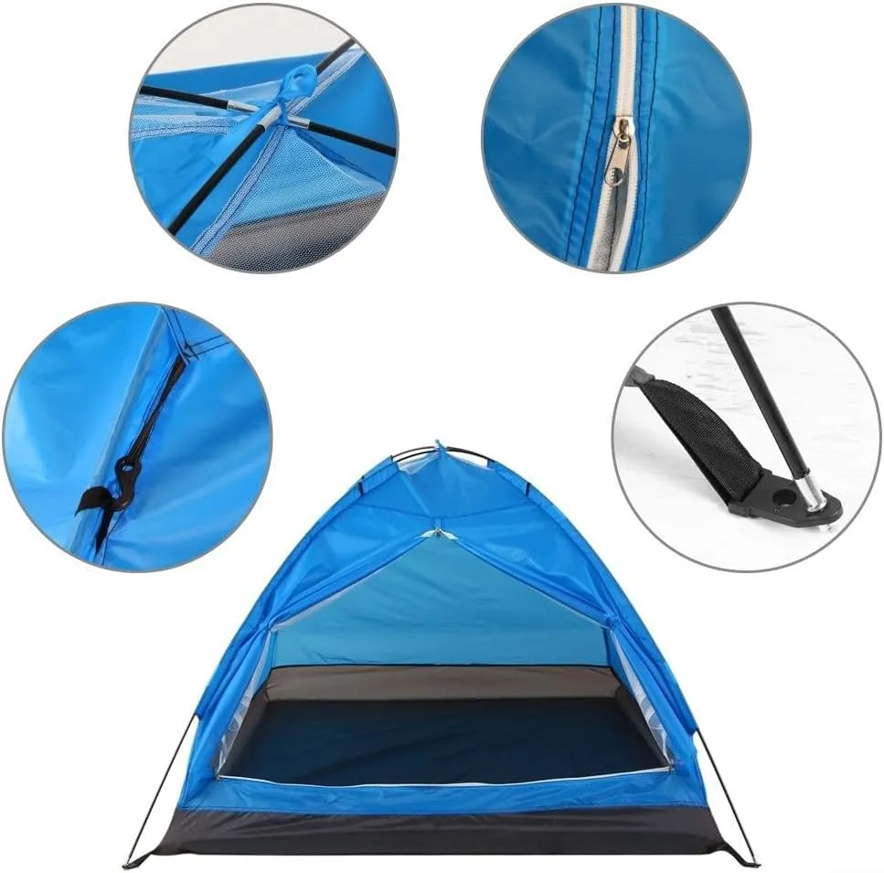 2 Person Camping Dome Tent, Lightweight Camping Tent Easy Set-Up Portable Backpacking Ultralight Waterproof Windproof Anti-UV Sun Shelter Tent Garden Sun Shield Outdoor Hiking(Blue)