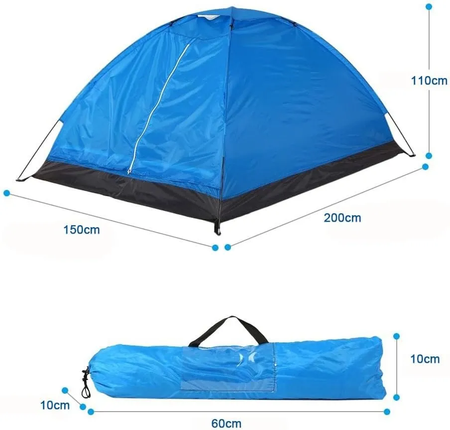 2 Person Camping Dome Tent, Lightweight Camping Tent Easy Set-Up Portable Backpacking Ultralight Waterproof Windproof Anti-UV Sun Shelter Tent Garden Sun Shield Outdoor Hiking(Blue)