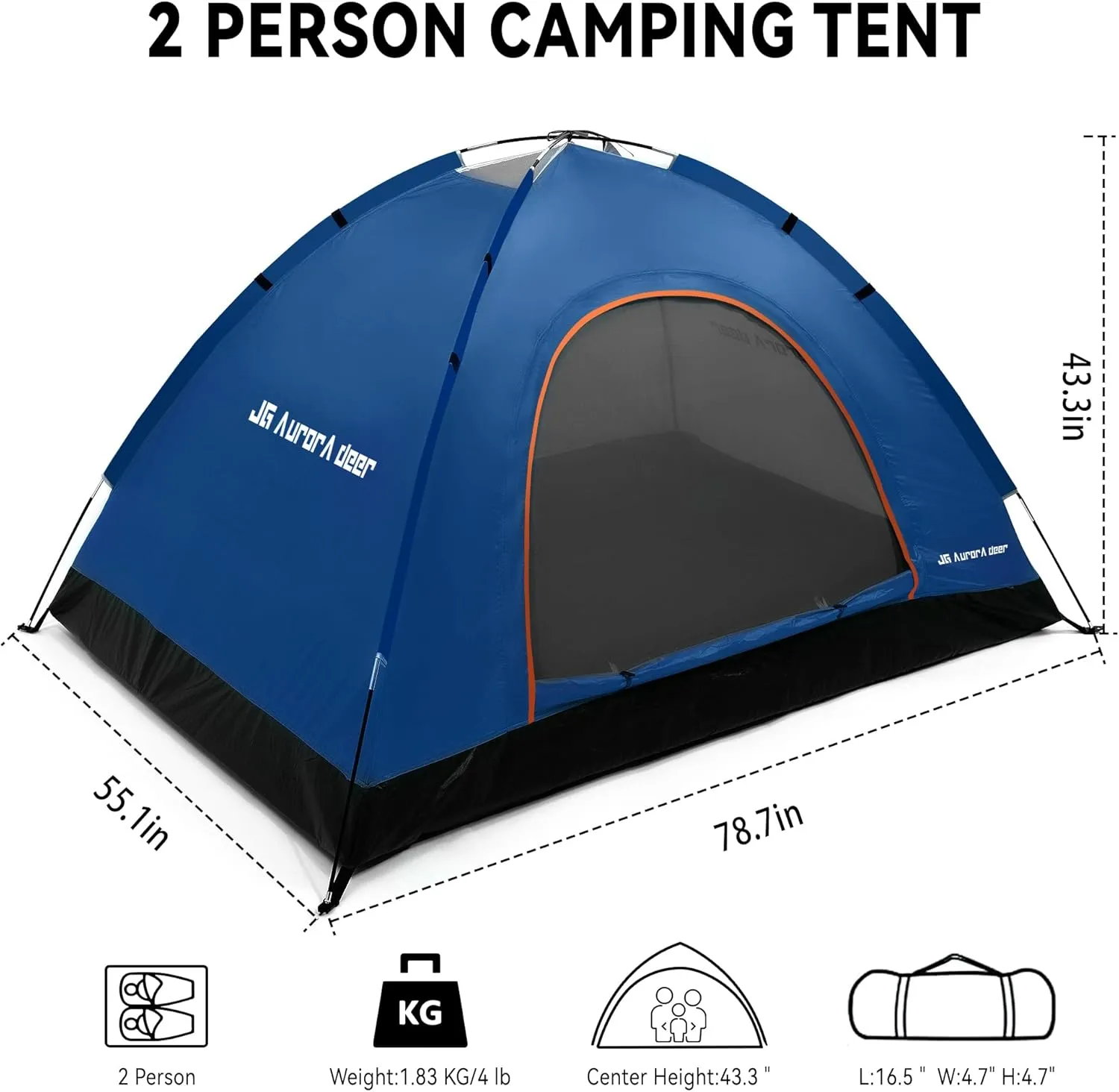 2 Person Camping Tent 4 Person Tents for Camping Windproof Tents for Camping Hiking Backpacking Traveling 2/3/4 Family People Tents for Camping Portable Tent with Carry Bag