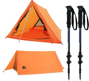 2-Person Lightweight Trekking Pole Tent & Collapsible Aluminum Hiking Sticks by Underwood Aggregator