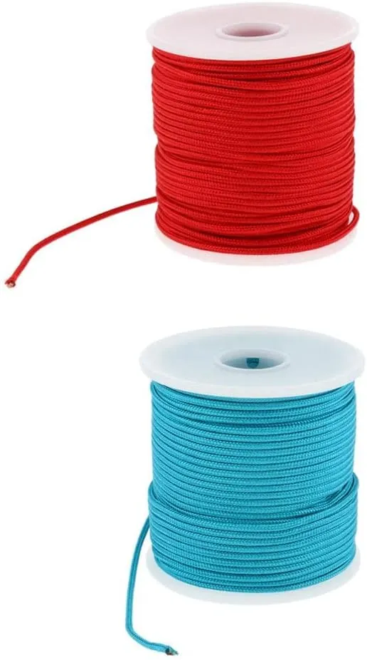 2 Pieces 2mm 50m Paracord Parachute Rope, High Strength Nylon Tent Guy Line for Camping, Fishing, and Outdoor Activities