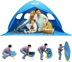 2 Seconds Easy Setup Pop Up Beach Tent for 2-3 Persons,UPF 50  Thicker Oxford Fabric,Steel Wire Frame,Superb Windproof Sun Shelter,Lightweight Beach Cabana with Handy Carry Bag