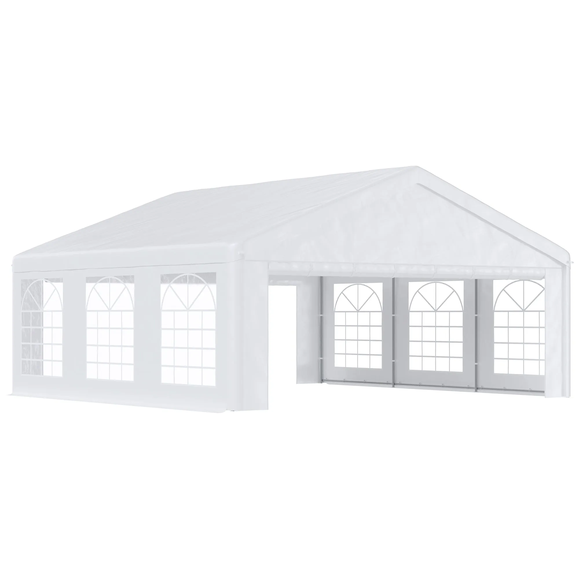 20' x 20' Heavy Duty Party Tent, Carport Garage Canopy, Patio Gazebo Canopy with Removable Sidewall, White