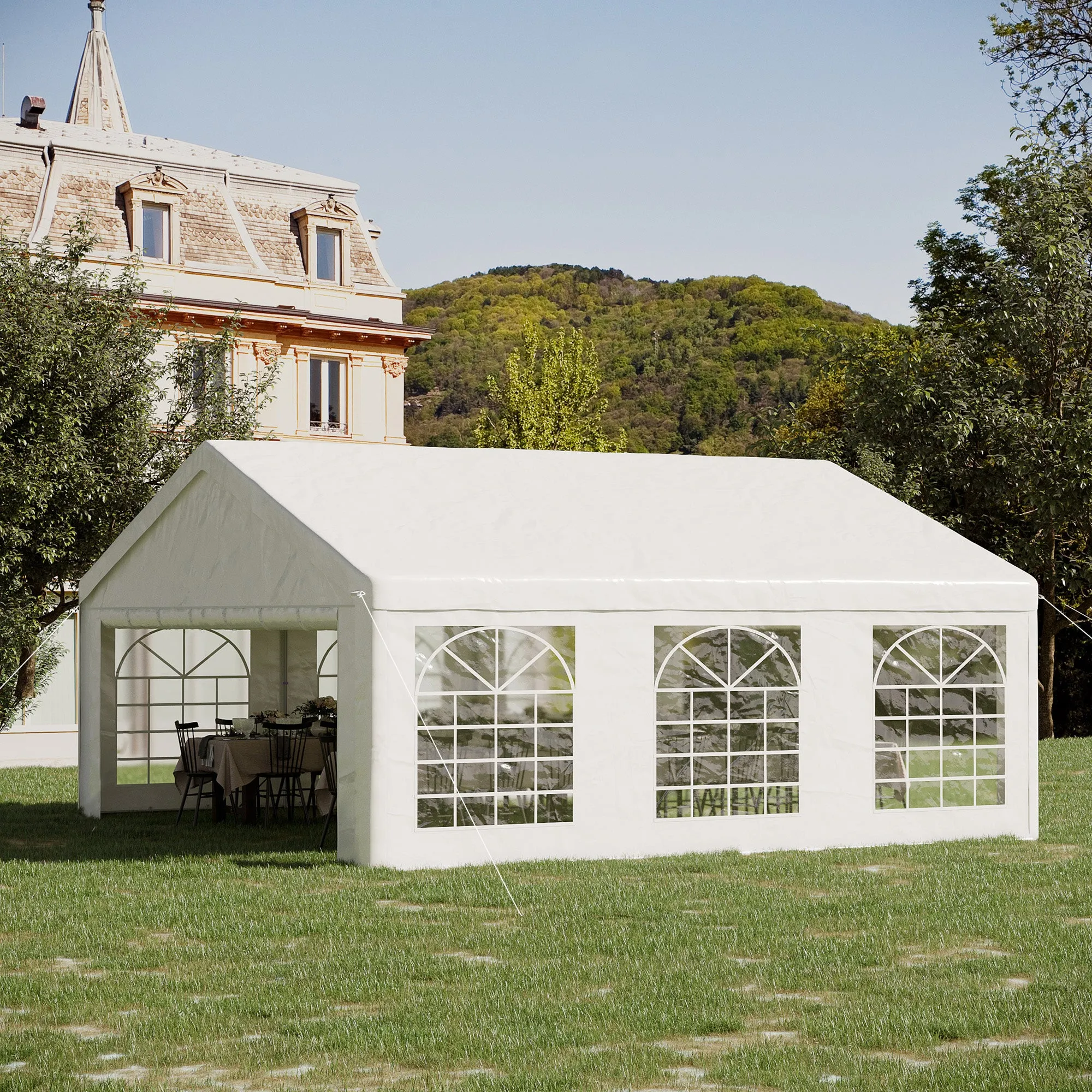 20' x 20' Heavy Duty Party Tent, Carport Garage Canopy, Patio Gazebo Canopy with Removable Sidewall, White