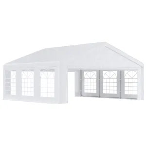 20' x 20' Heavy Duty Party Tent, Carport Garage Canopy, Patio Gazebo Canopy with Removable Sidewall, White