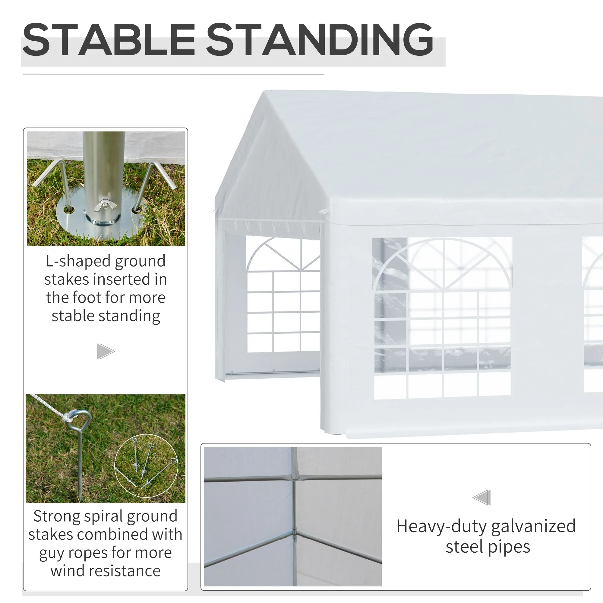 20' x 20' Heavy Duty Party Tent, Carport Garage Canopy, Patio Gazebo Canopy with Removable Sidewall, White