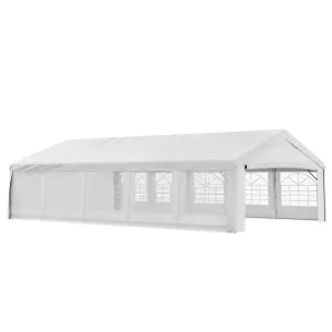 20'x33' Large Party Tent & Carport with Removable Sidewalls and Windows, Portable Garage Canopy Tent, Sun Shade Shelter, for Parties, Wedding, Outdoor Events, White