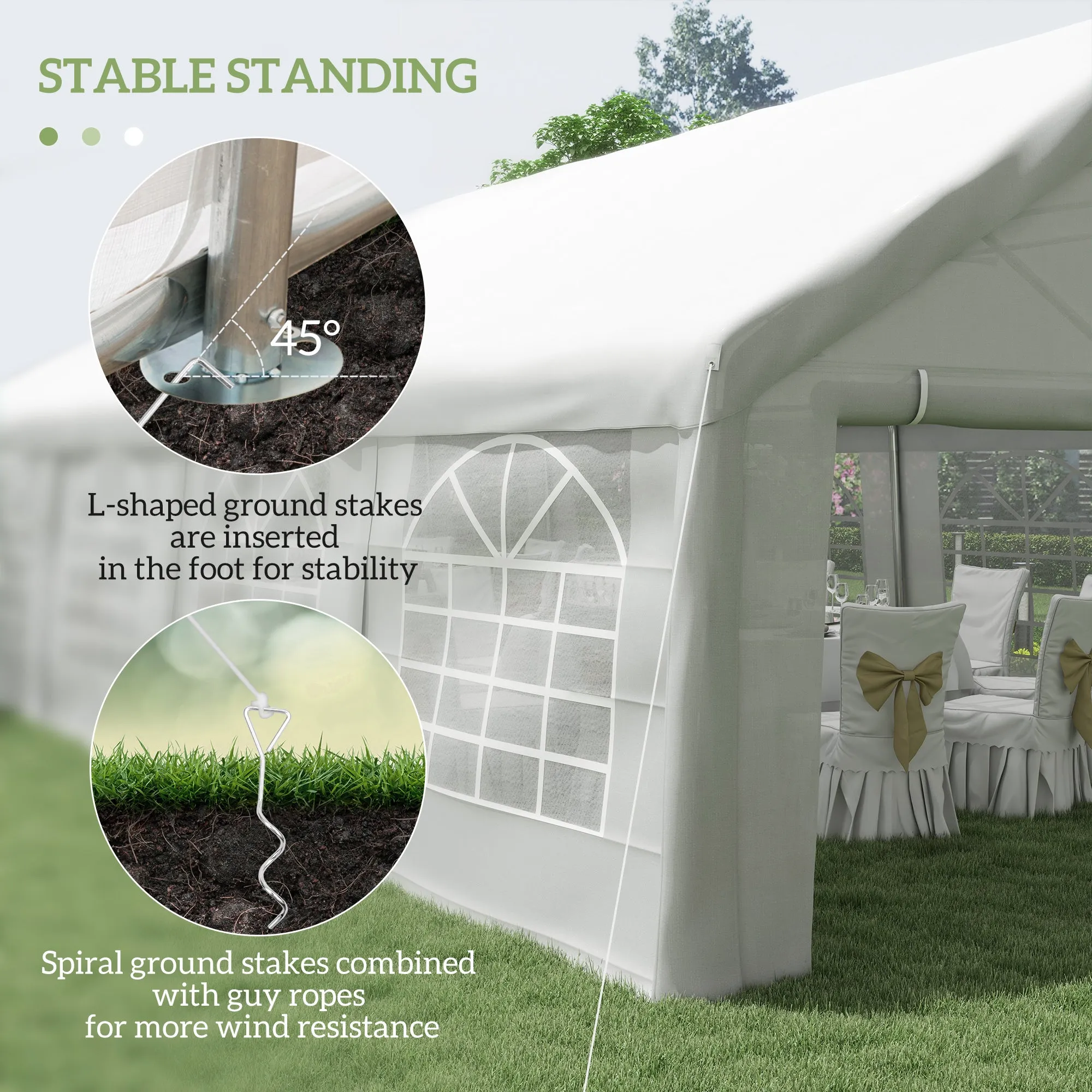 20'x33' Large Party Tent & Carport with Removable Sidewalls and Windows, Portable Garage Canopy Tent, Sun Shade Shelter, for Parties, Wedding, Outdoor Events, White