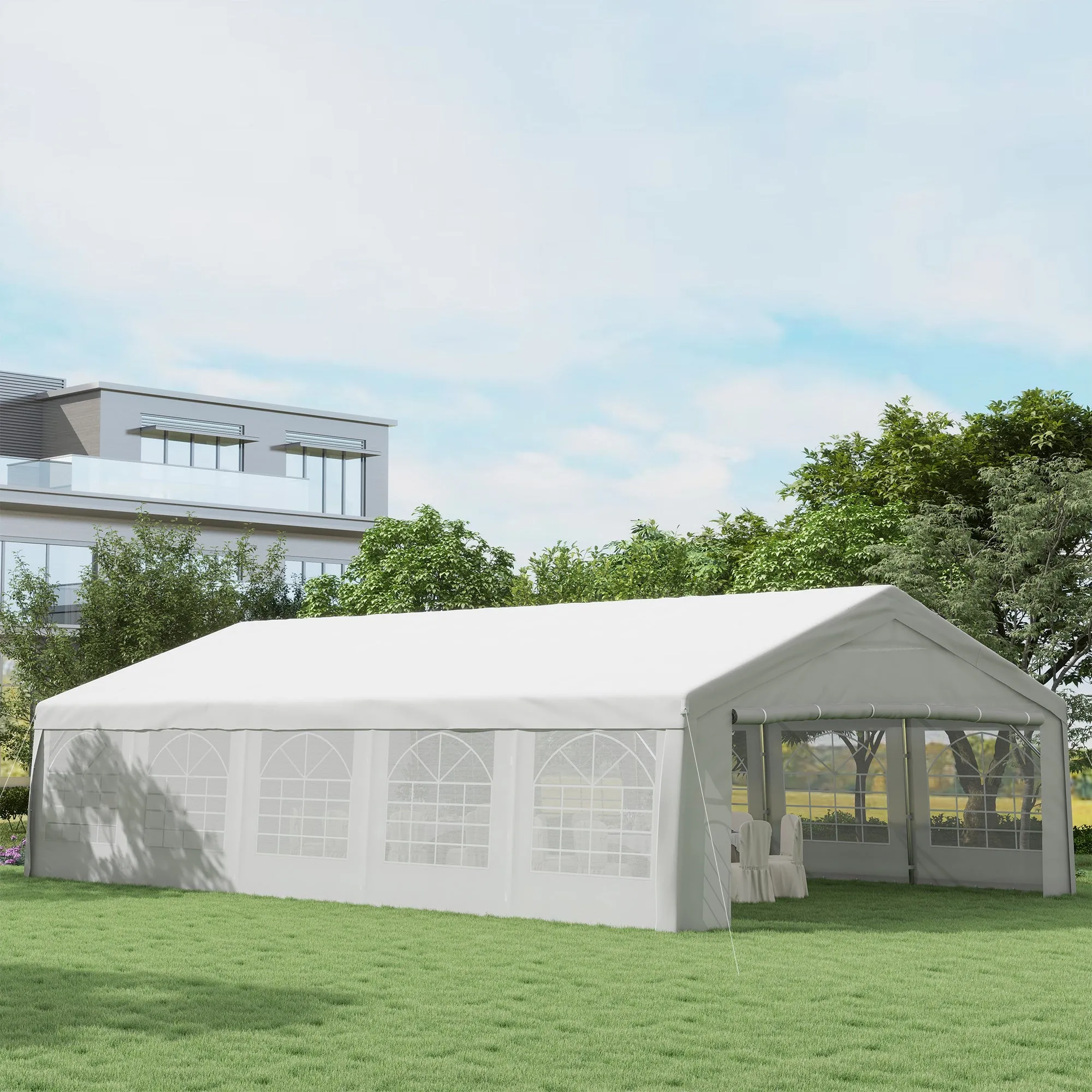 20'x33' Large Party Tent & Carport with Removable Sidewalls and Windows, Portable Garage Canopy Tent, Sun Shade Shelter, for Parties, Wedding, Outdoor Events, White