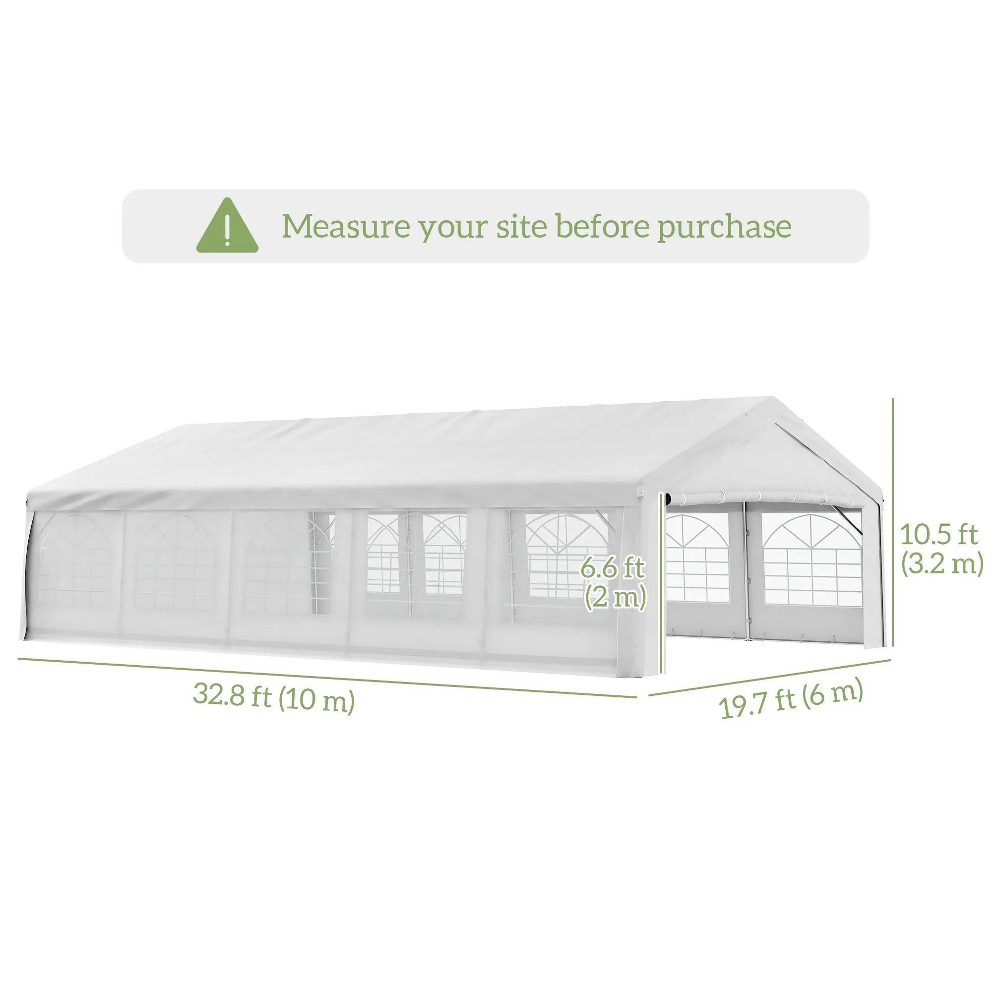 20'x33' Large Party Tent & Carport with Removable Sidewalls and Windows, Portable Garage Canopy Tent, Sun Shade Shelter, for Parties, Wedding, Outdoor Events, White