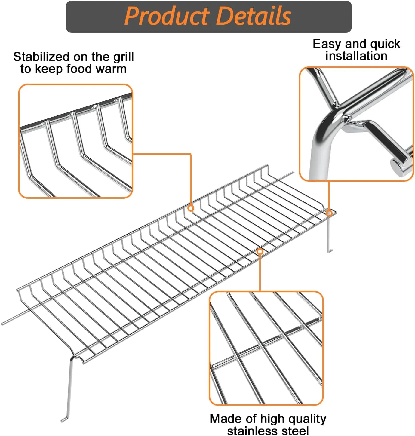 22 7/10" Grill Warming Rack for Charbroil Performance 4 Burner Grill 463342119 463342119 463332718 463376217 463376117, Swing Away Grid for Charbroil Grill Replacement Parts G470-0001-W1