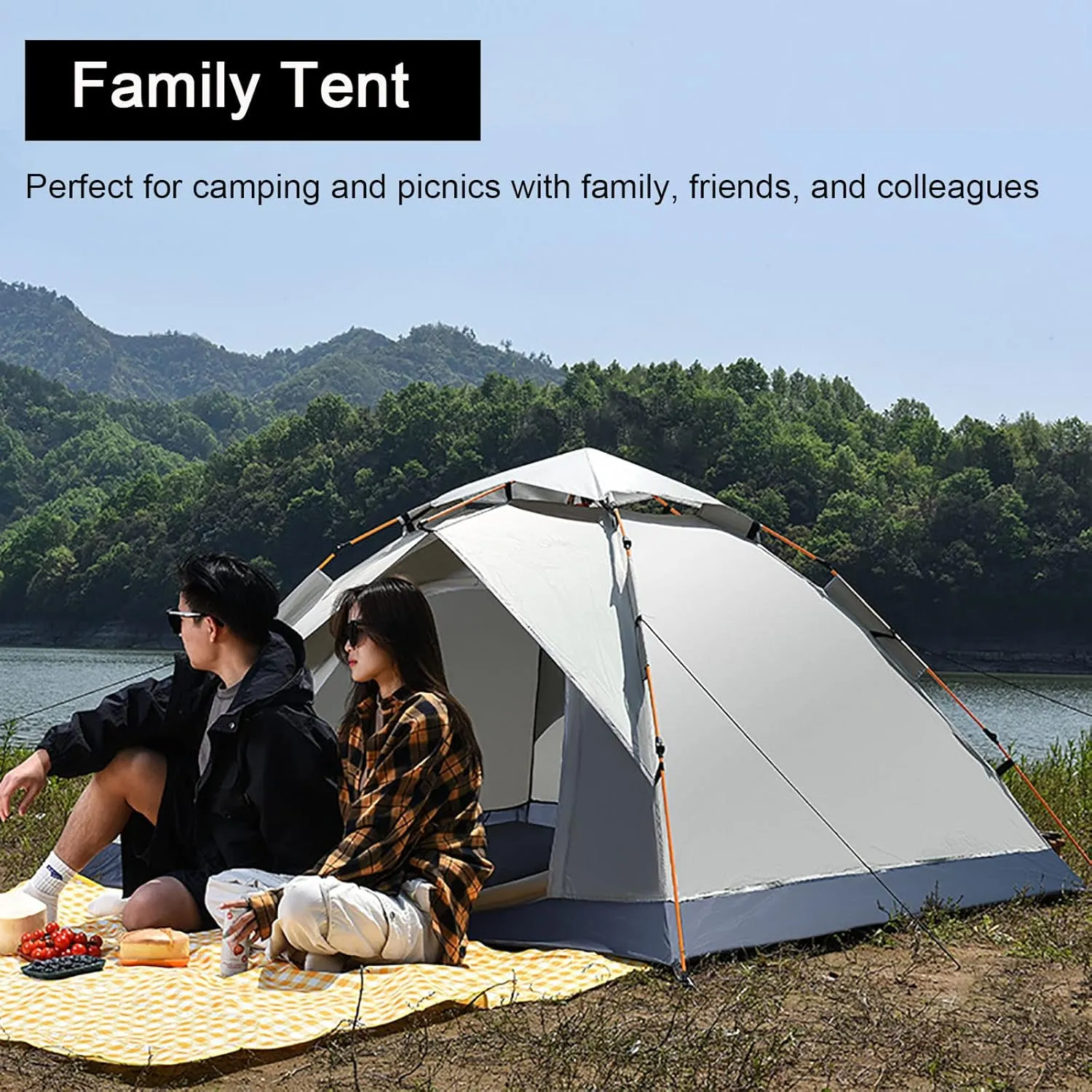2/3/4 Person Dome Tents for Camping,Easy Setup,Automatic Pop Up Tent with Carry Bag,Waterproof Windproof Family Tents Portable,Backpacking Hiking Beach Outdoor with 2 Doors