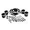 24pcs Enamel Camping Steel Tableware Set with Blue Enamel Finish