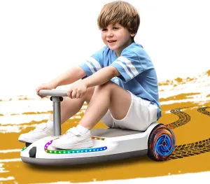 24V Kids Go Kart with Cool Lights Electric Pedal Kart Indoor Outdoor Race-Wiggle Car, Equipped with 180W Strong Motor, Speed ​​Adjustable Portable Mini Go Kart