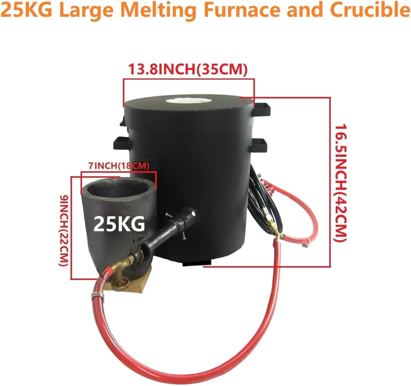 25KG(55LBs) Large Propane Smelting Furnace Kit with 25KG Crucible, Double Forge Burners and Dual Regulators, Foundry Furnace Home Casting Tools for Melting Metal Recycle Gold Copper Aluminum