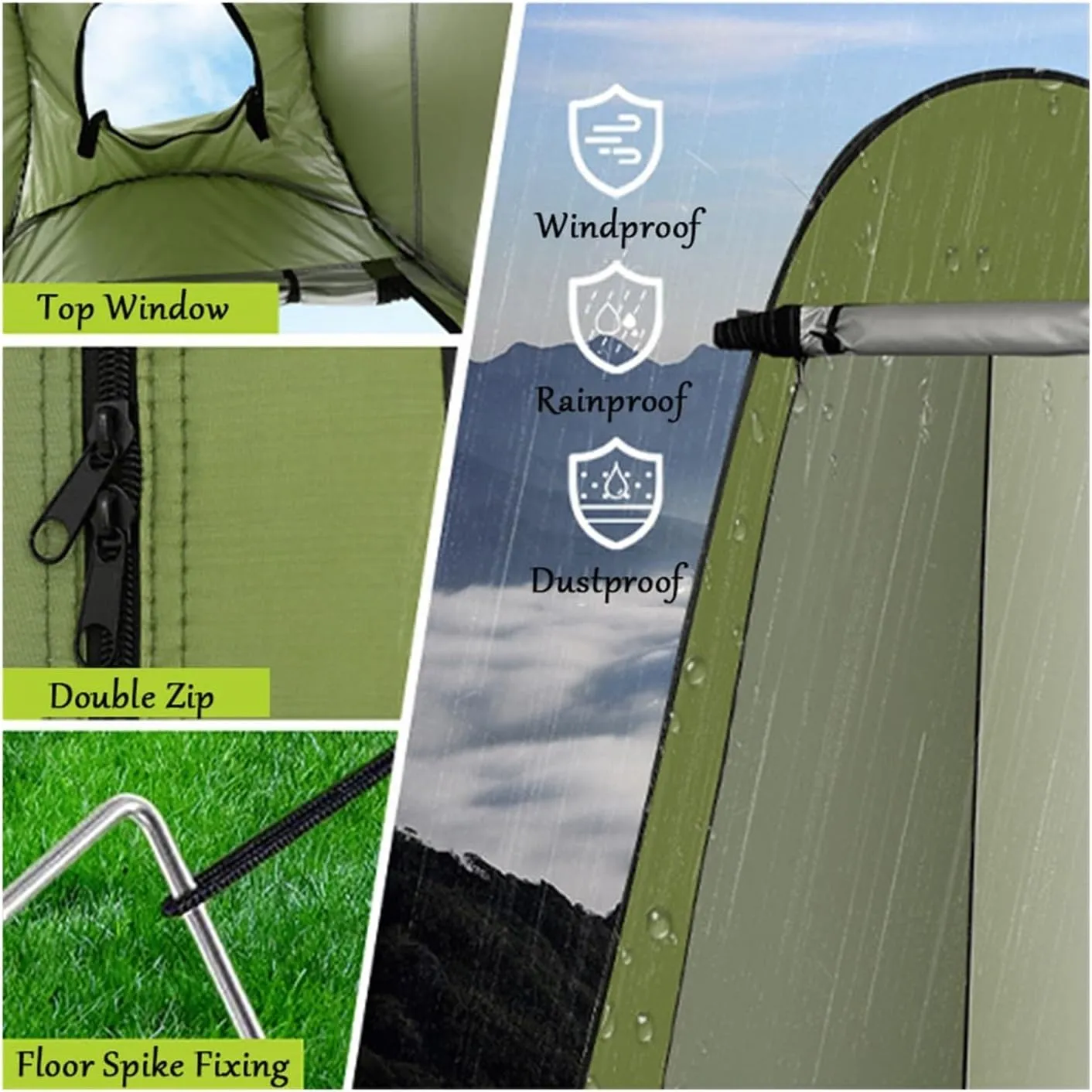 2in1 Foldable Travel Toilet with Weatherproof Tent, Compact Mobile Bathroom Solution for Camping and Road Travel(Black,B)