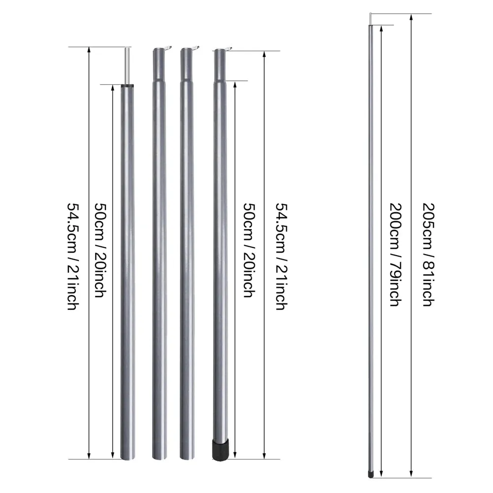 2m Telescopic Tent Poles Set of 2 Lightweight Adjustable Trekking Camping Collapsible Poles for Walking Canopy Hiking