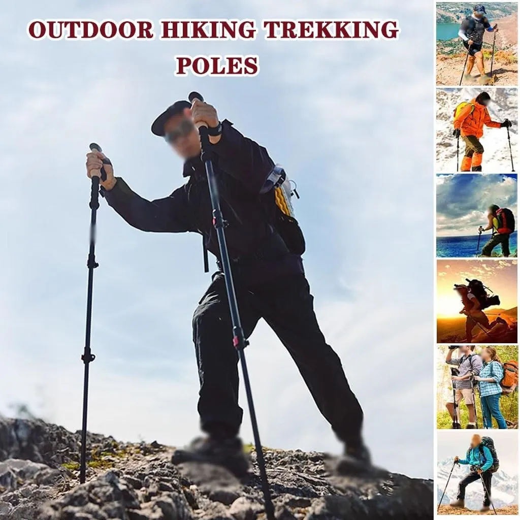 2pcs Carbon Fiber Outdoor Trekking Poles, Professional Retractable Portable Hiking Gear, with Quick Locking System, for Seniors