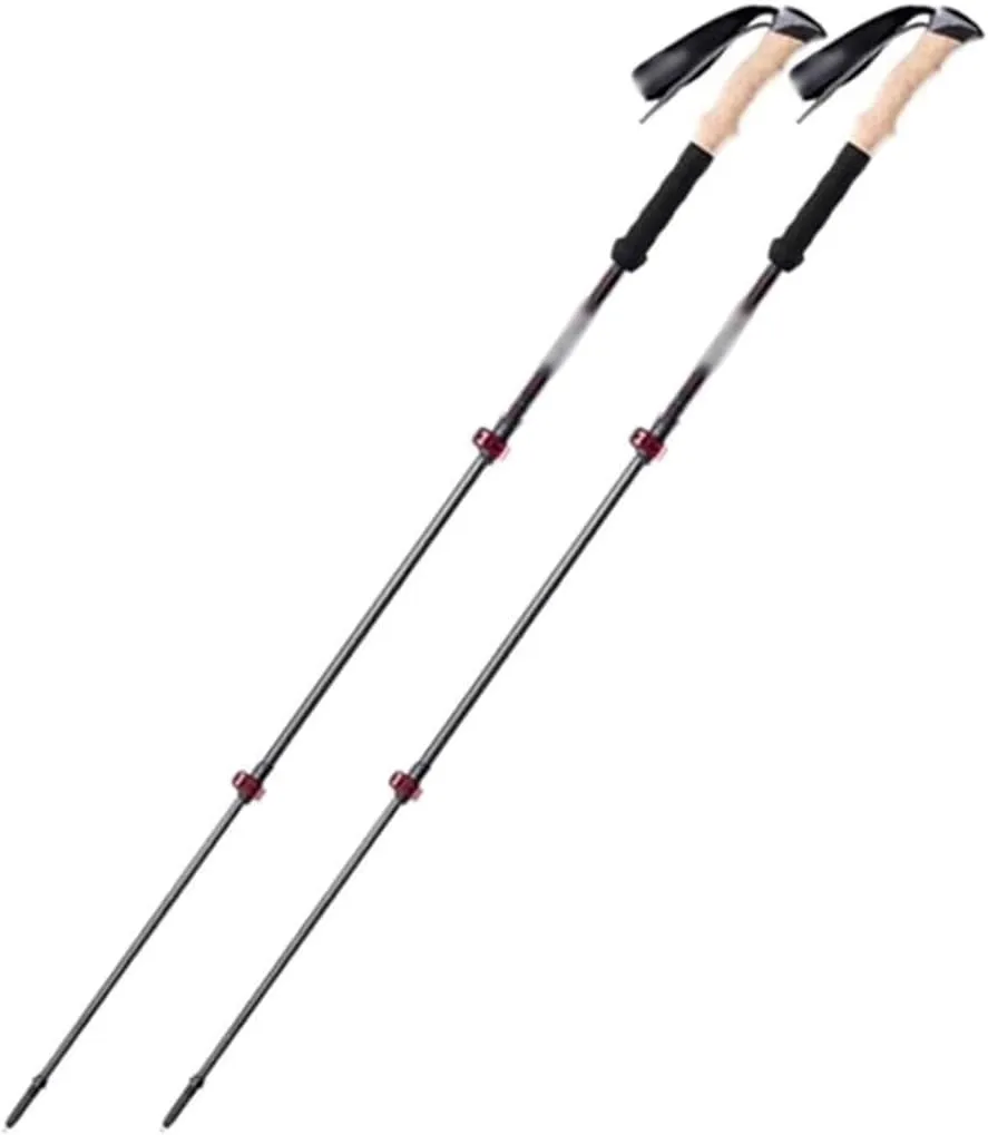 2pcs Carbon Fiber Outdoor Trekking Poles, Professional Retractable Portable Hiking Gear, with Quick Locking System, for Seniors