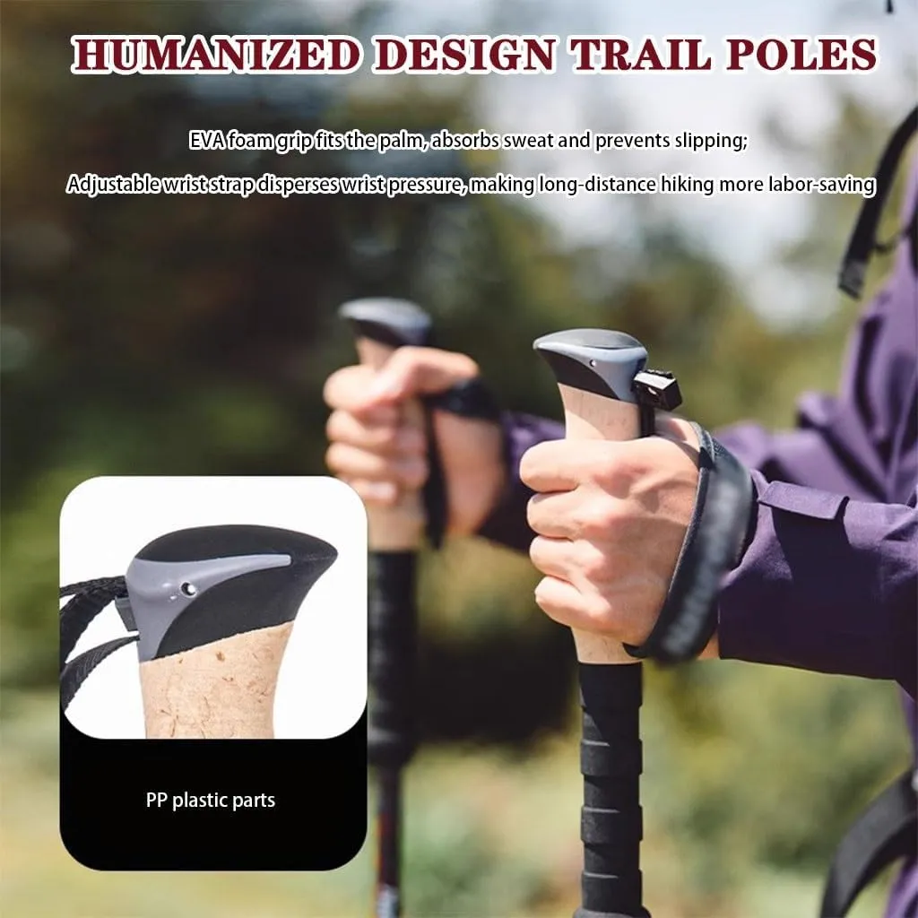 2pcs Carbon Fiber Outdoor Trekking Poles, Professional Retractable Portable Hiking Gear, with Quick Locking System, for Seniors