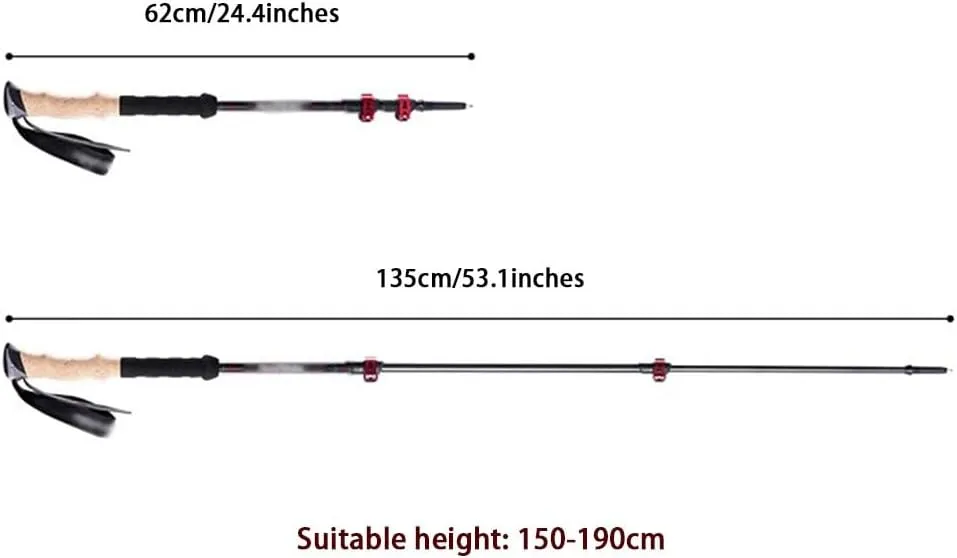 2pcs Carbon Fiber Outdoor Trekking Poles, Professional Retractable Portable Hiking Gear, with Quick Locking System, for Seniors