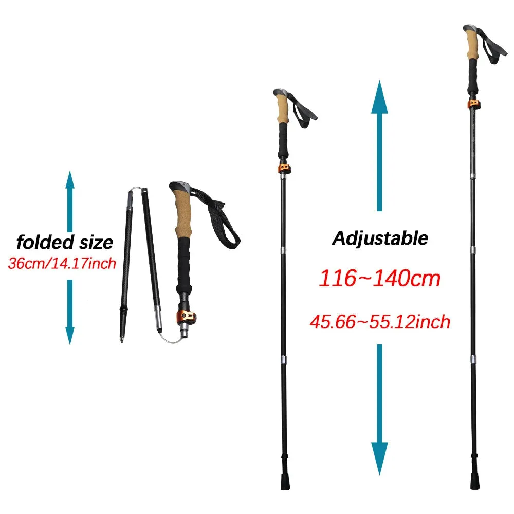 2Pcs Carbon Fibre/Aluminium Alloy Trekking Poles