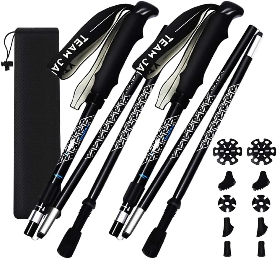 2Pcs Collapsible Trekking Poles - Adjustable Hiking Walking Sticks, Aluminum Alloy 7075 Trekking Sticks with Adjustable Quick Flip-Lock, Telescopic, U