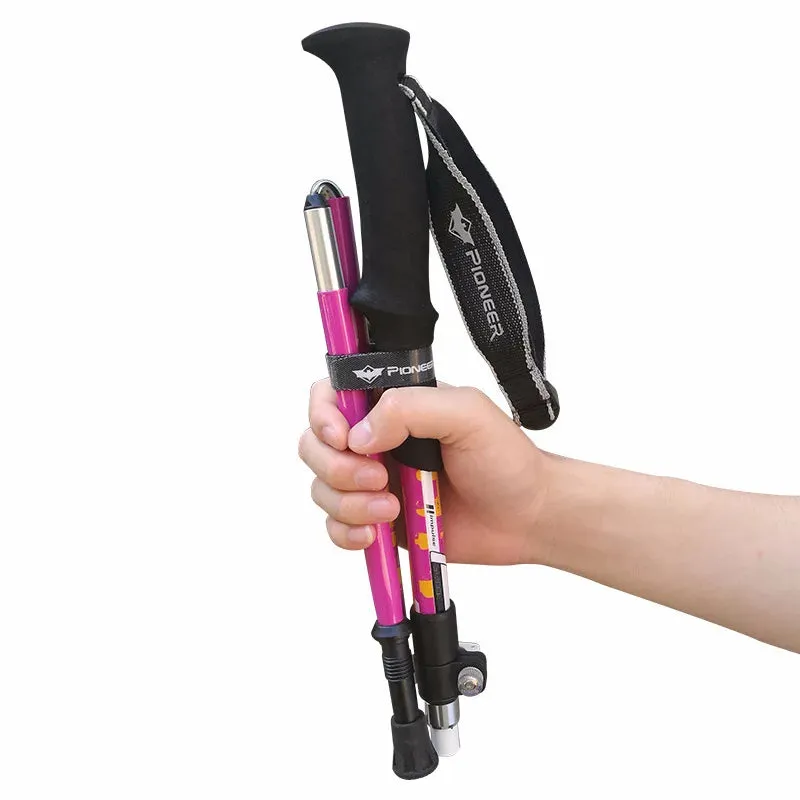2pcs Foldable 5-Section Carbon Fiber Trekking Poles for Hiking