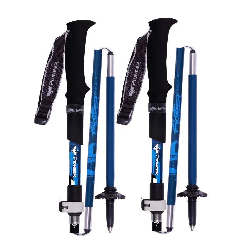 2pcs Foldable 5-Section Carbon Fiber Trekking Poles for Hiking