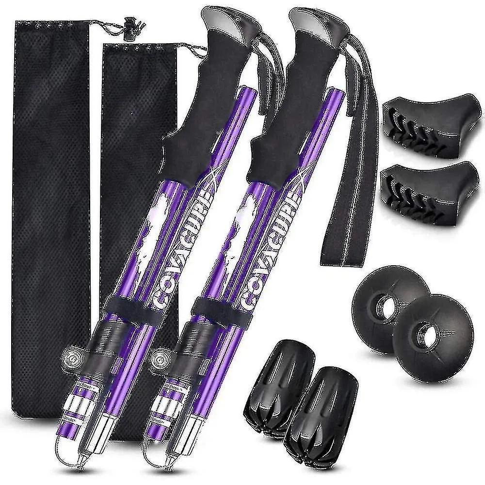 2pcs Trekking Poles Collapsible Hiking Poles - Aluminum Alloy