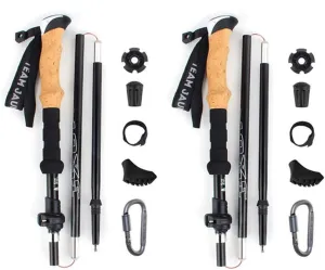 2pcs/Set Walking Trekking Poles - with Antishock and Quick Lock System, Telescopic, Collapsible, Ultralight for Hiking, Camping, Mountaining, Backpacking, Walking, Trekking