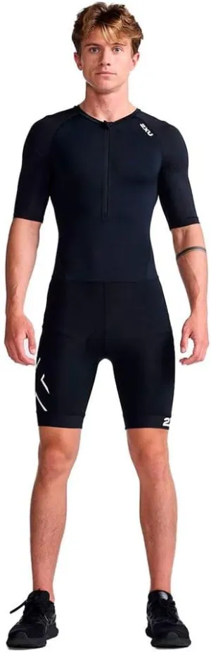2XU Men's Core Sleeved Tri Suit (US, Alpha, Small, Regular, Regular, Standard, Black/White)