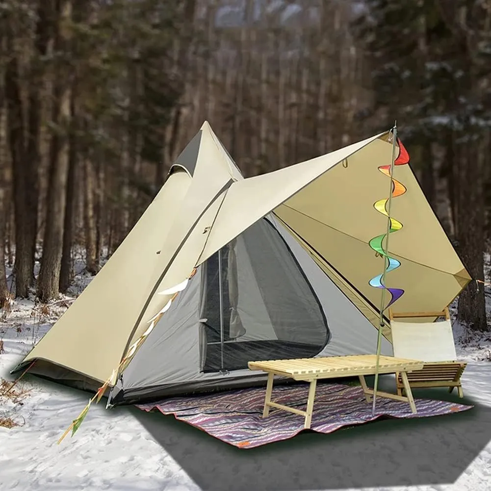 3-4 Person Camping Family Teepee Tent Outdoor Double Layers Indian Tipi Tent Suitable for Camping Hiking Holidays