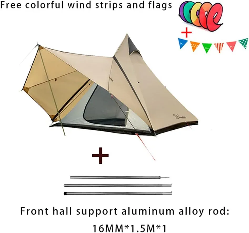 3-4 Person Camping Family Teepee Tent Outdoor Double Layers Indian Tipi Tent Suitable for Camping Hiking Holidays