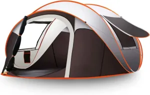 3-4 Person Pop Up Camping Tent, Lightweight Waterproof & UV-Protected Automatic Tent for Family Traveling, Hiking, Backpacking & Glamping