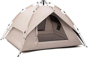 3-4 Person Tents for Camping, Family Tents with Moisture-Proof Mat, 2 Doors Camping Tent, UV Protection, Windproof Waterproof Dome Tent for Outdoor, Picnic, Hiking and Traveling