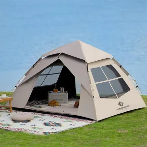 3-5 Person Ready-to-use Inflatable Camping Tent Waterproof Four Seasons Deluxe, Cabin Tent with Mesh Doors and Windows, Suitable for Family/Group Outdoor Activities(3-5Person)